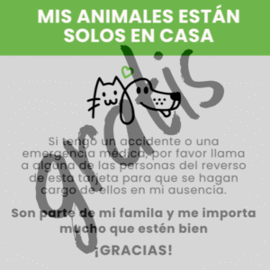 Tarjeta "animales solos en casa"